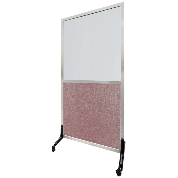 Freestanding Half Glass/Half Fabric Dividers 72"x48" Rose Quartz
